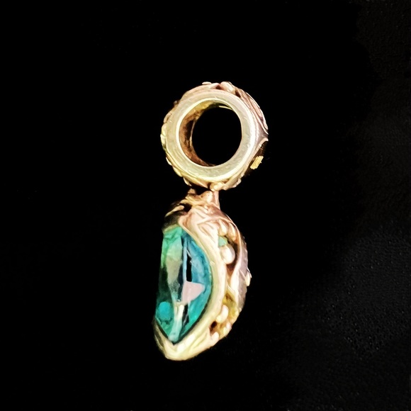 Blueish Green Topaz Sterling 18K Charm Enhancer Pendant - Picture 3 of 7